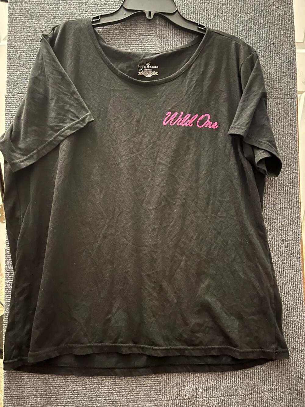 Bobbie Brooks Wild One T-Shirt Size 3X Black Graphic Short Sleeve